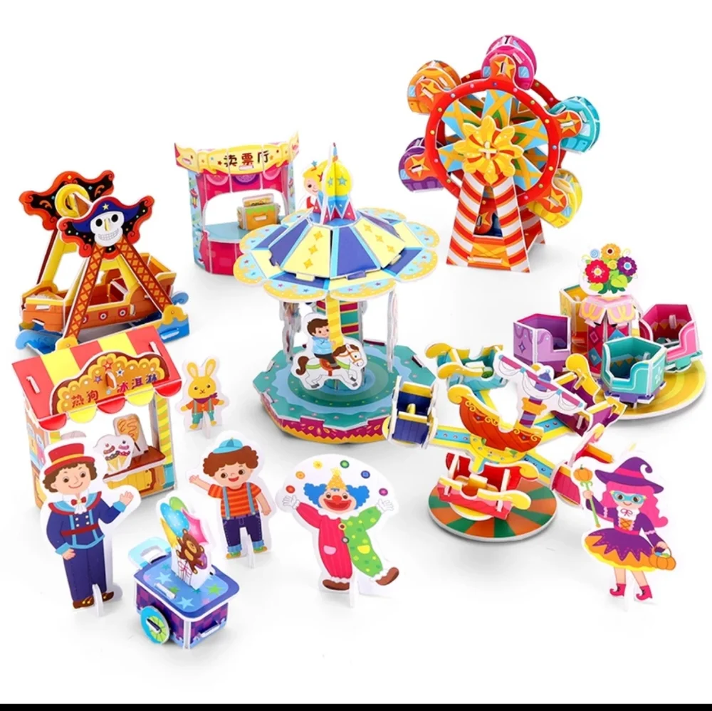 3D puzzle craft for kids adults amusement park educational toy Carousel 5 6 7 8+